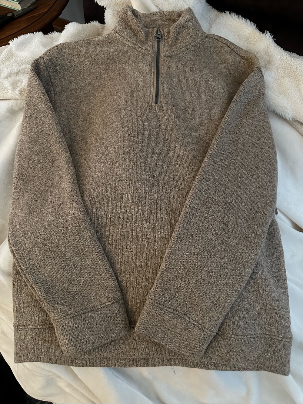 Old Navy boys Zip-Neck Sweater in Taupe Brown